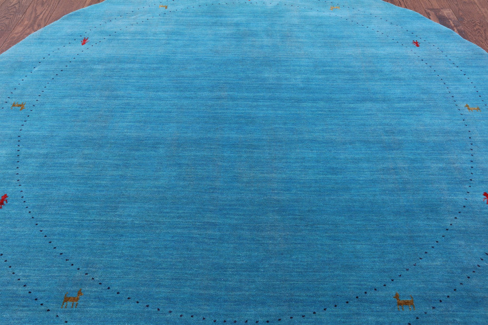 7' Round Persian Gabbeh Handmade Wool Rug Q7007
