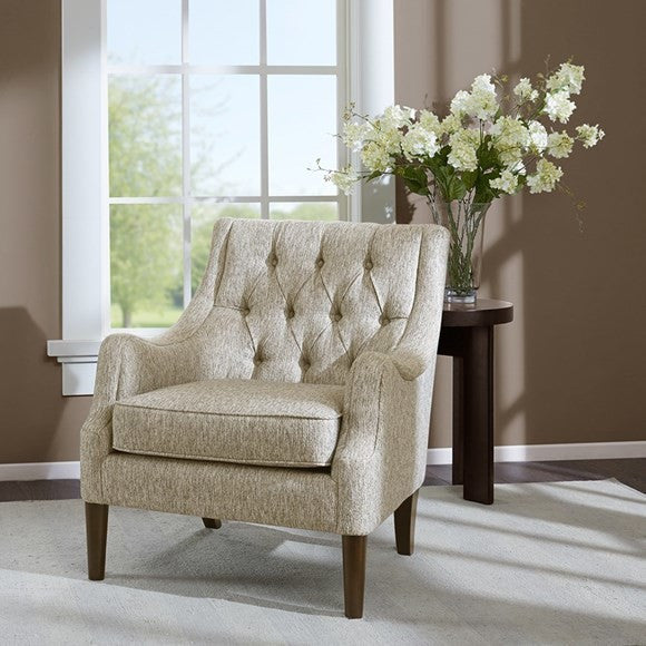 Madison Park Qwen Button Tufted Chair, Gray