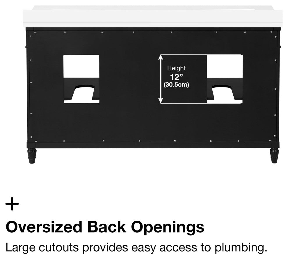 OVE Decors Salisbury Bathroom Vanity, Black, 60 in