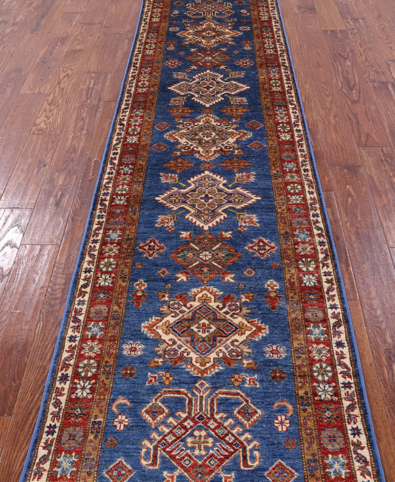 Runner Super Kazak Hand Knotted Wool Rug 2' 6" X 9' 9" - Q12968