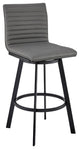 Benzara BM271163 Swivel Barstool With Horizontal Channel Stitching, Black & Gray