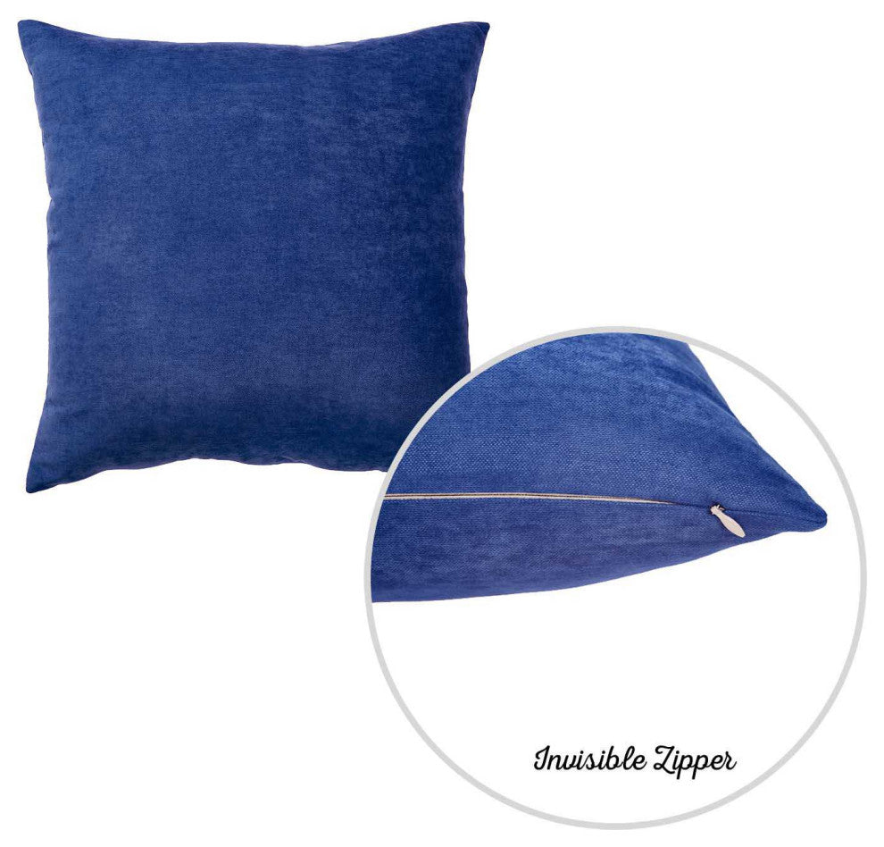 Set Of 2 Sapphire Blue Brushed Twill Decorative Throw Pillow Covers