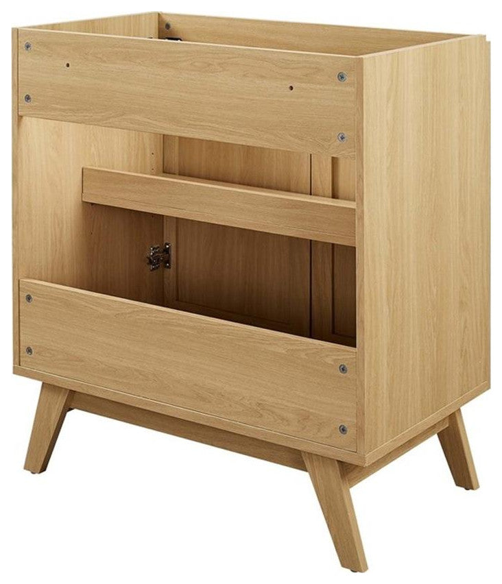 Modway Soma 30" Adjustable Shelf Wood Bathroom Vanity Cabinet in Oak