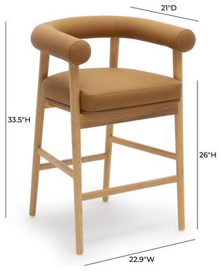 Spara Vegan Leather Counter Stool, Cognac