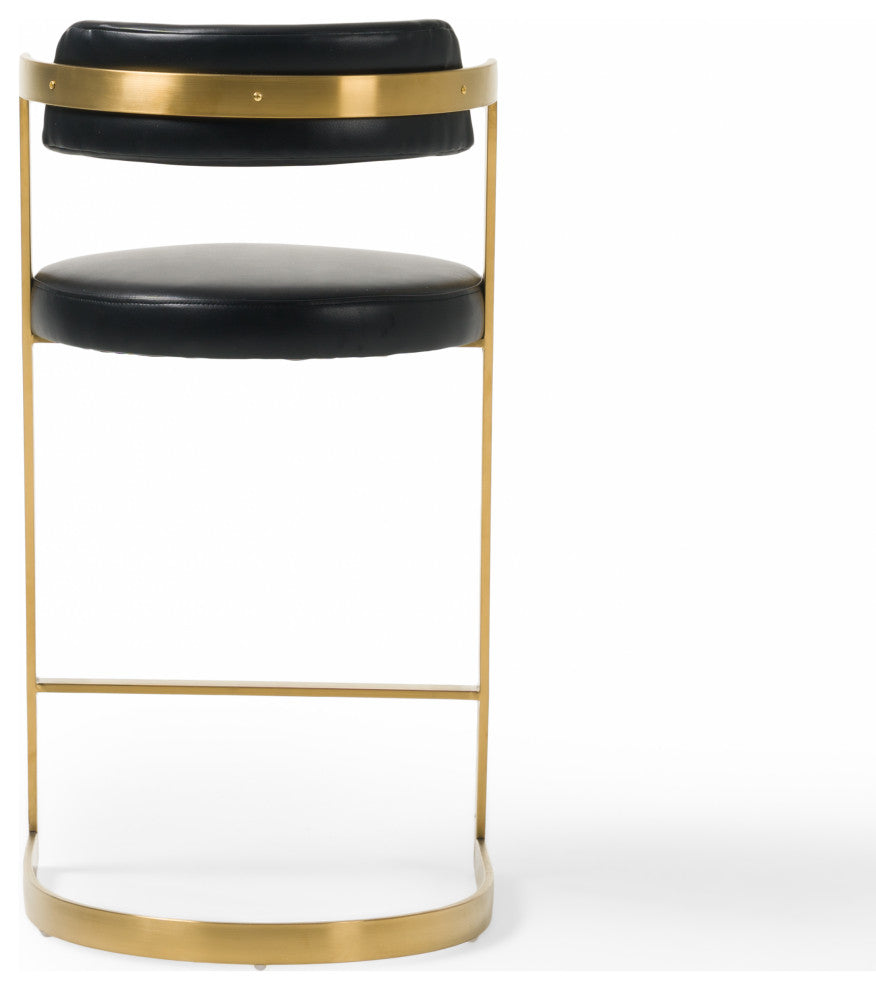 Modrest Shandra Black Pleather, Gold Counter Stool