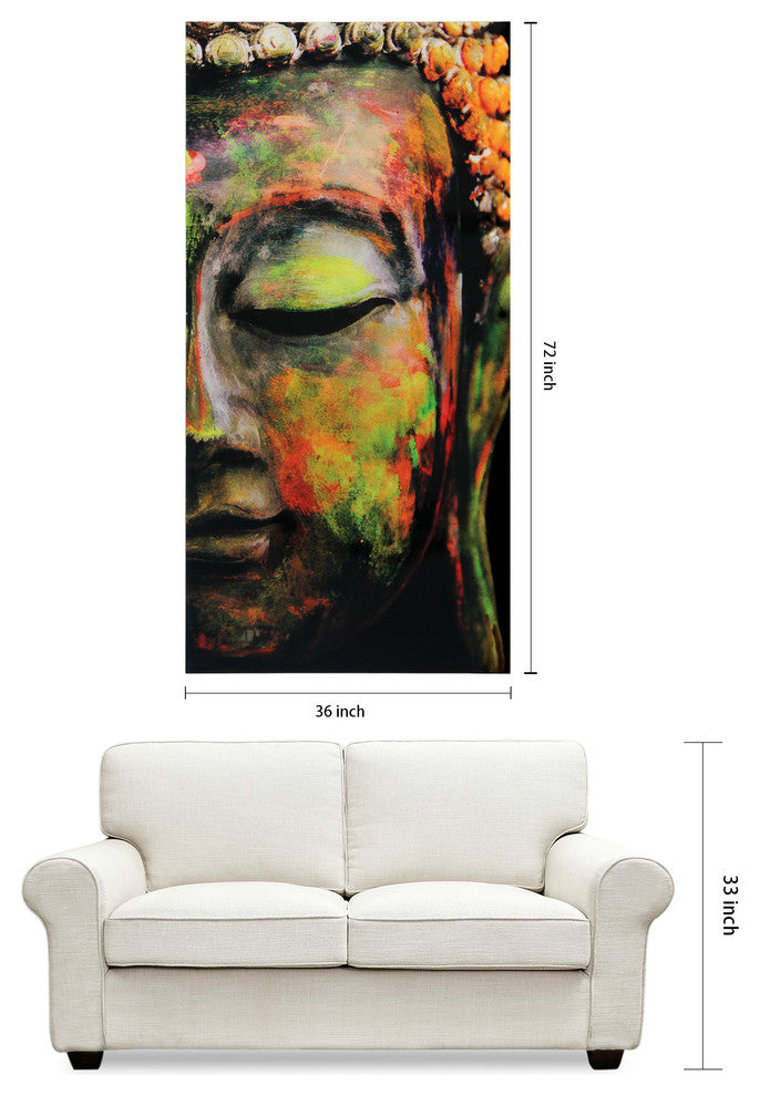 Buddha Wall Art Frameless Free Floating Tempered Art Glass