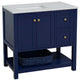 Lakeshore 36" Bathroom Vanity, Royal Blue, Engineered Carrara