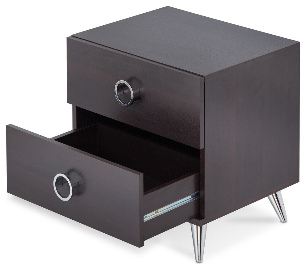 Vitalia Collection 2-Drawer Nightstand, Espresso