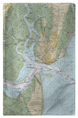 Betsy Drake St Simons Sound, GA Nautical Map Beach Towel