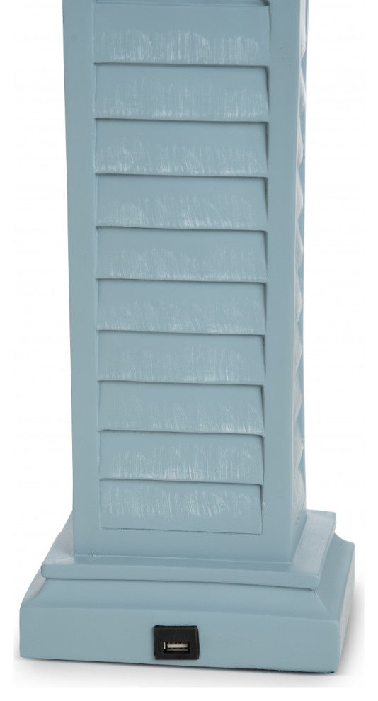 Set of 2 Light Blue Louver Base Table Lamps With USB