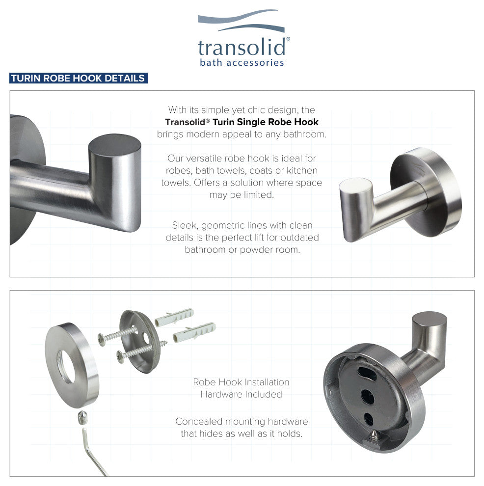 Transolid Turin 3-Piece Bathroom Accessory Kit, Brushed Stainless