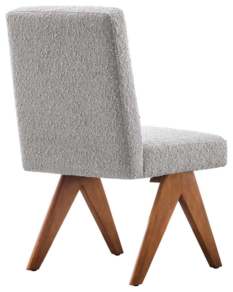 Lyra Boucle Fabric Dining Room Side Chair, Set of 2, Light Gray