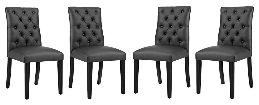 Duchess Dining Chair Vinyl Set of 4, Black