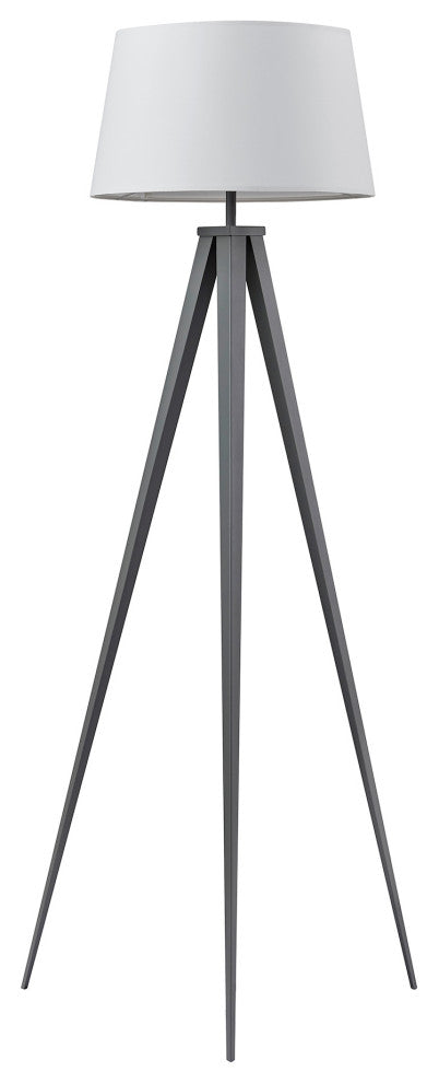 Amlight Berlin Tripod Floor Lamp With Metal Grey Tripod and White Shade