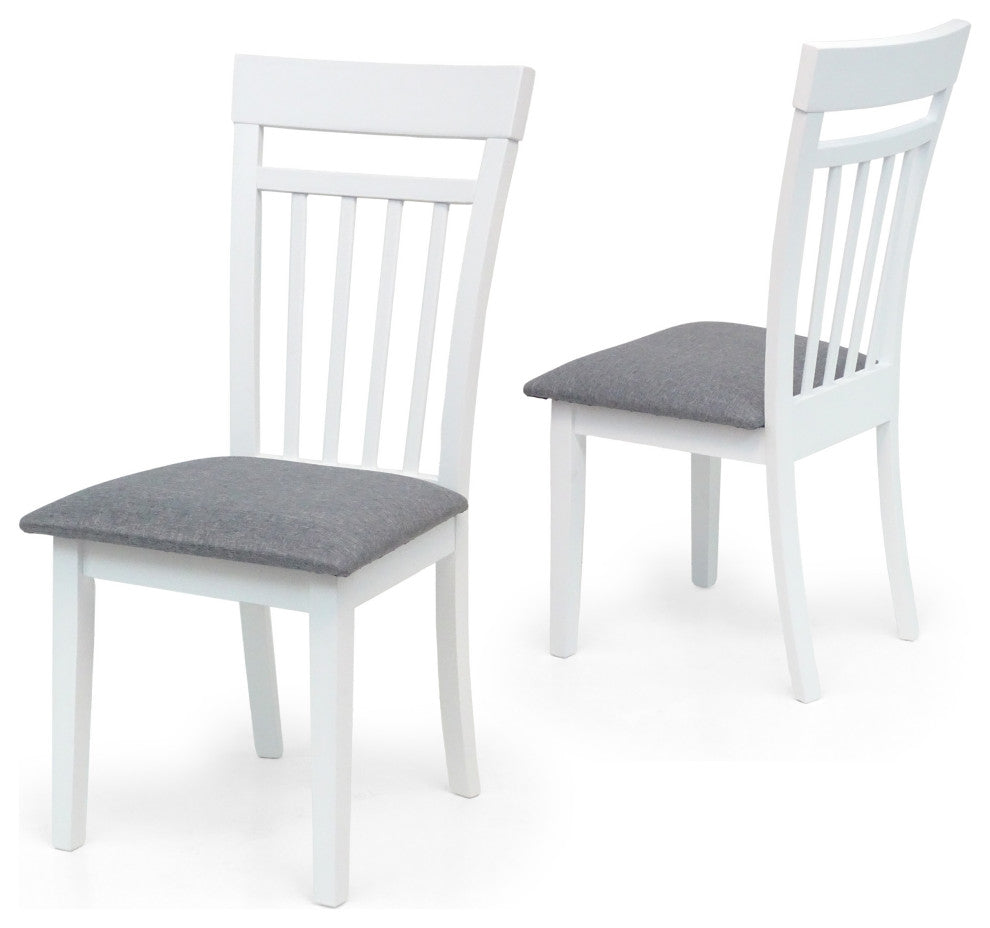 Set of 2 Classic Style Solid Wood Warm Dining Chairs, White/Gray