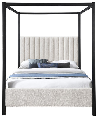 Kelly Boucle Fabric Upholstered Bed, Cream, King