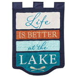 Flag  Double Applique  Life Is Better At Lake Polyester Garden