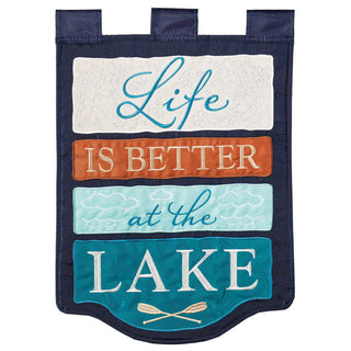 Flag  Double Applique  Life Is Better At Lake Polyester Garden