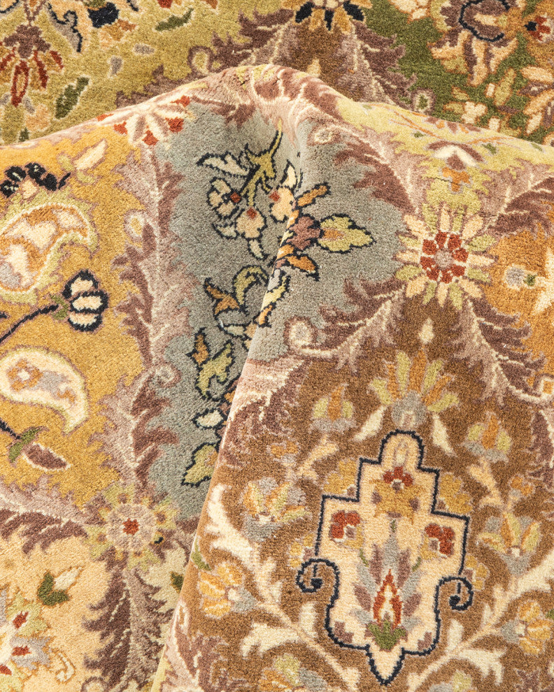 Das Octagon One-of-a-Kind Hand-Knotted Area Rug Yellow, 8'1"x8'1"
