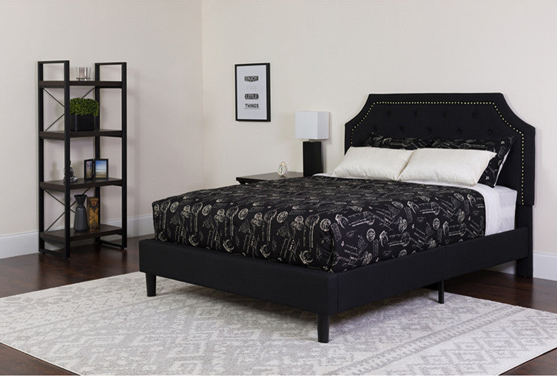 Brighton Tufted Upholstered Platform Bed and Memory Foam Pocket Spring Mattress,