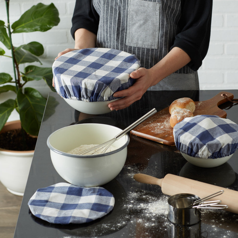 DII Asst French Blue Buffalo Check Woven Dish Cover (Set of 3)