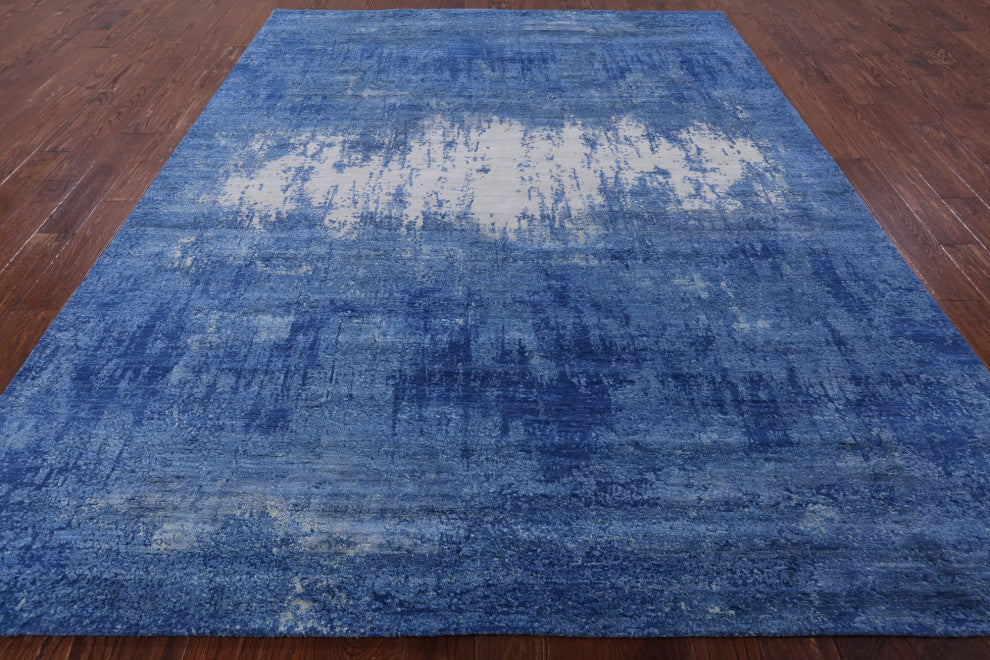 7' 11" X 10' 1" Hand Knotted Modern Wool and Silk Rug Q7147