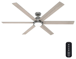 WiFi Gravity Ceiling Fan, LED Light Kit and Handheld Remote, Matte Silver, 72"