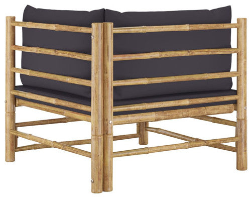 vidaXL Patio Corner Sofa Sectional Sofa with Cushions Modular Seat Bamboo