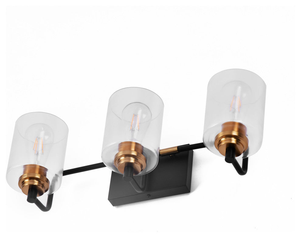 Lazzur Huisne 3 Light 23" Matte Black Wall Sconce