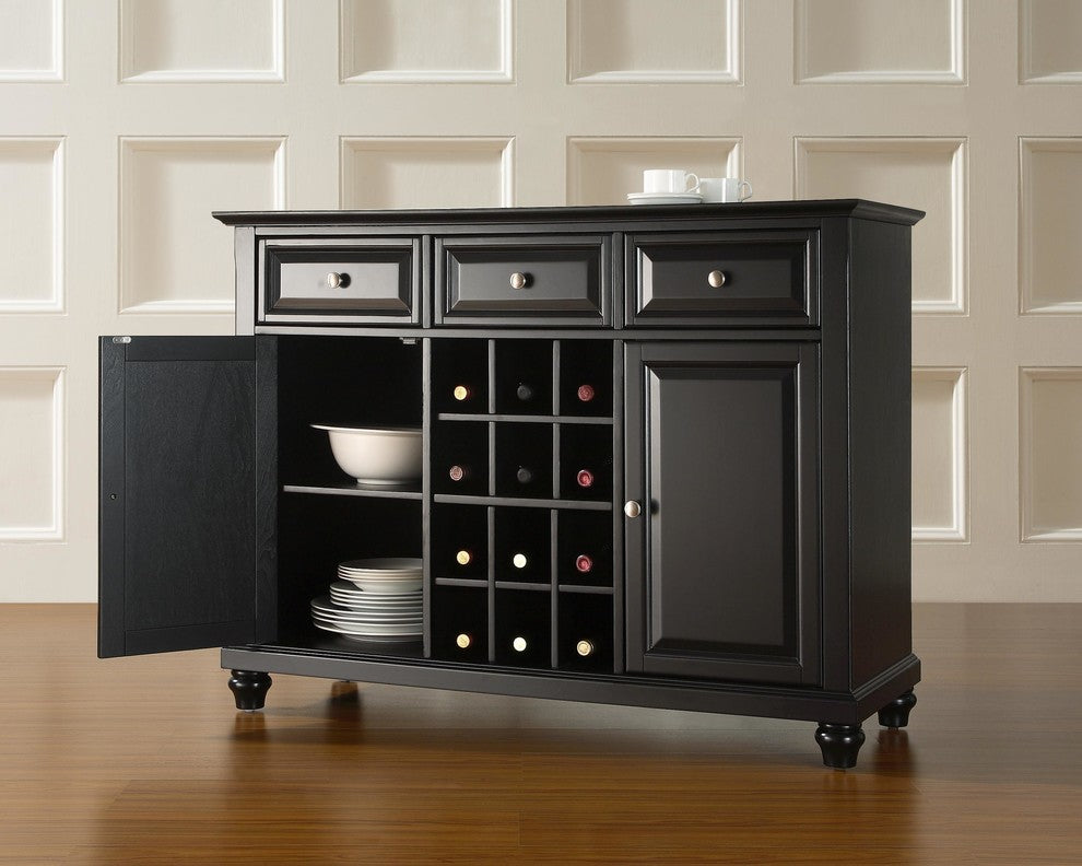 Cambridge Buffet Server / Sideboard Cabinet With Wine Storage, Black