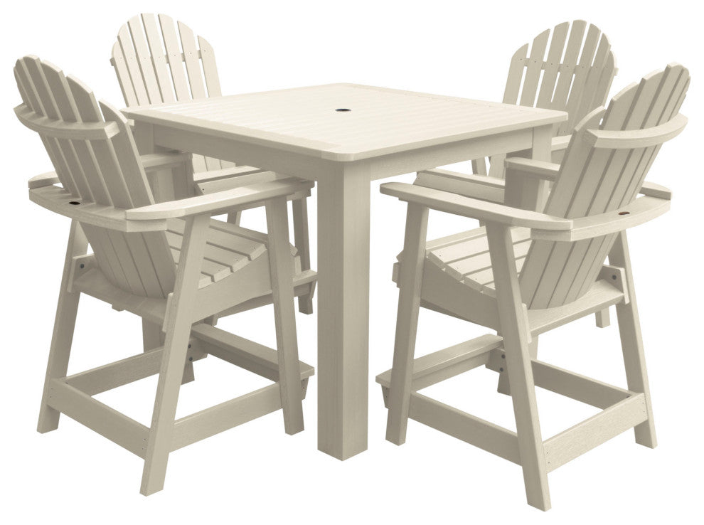 Muskoka 5-Piece Square Counter Bistro Dining Set, Weathered Acorn, Whitewash