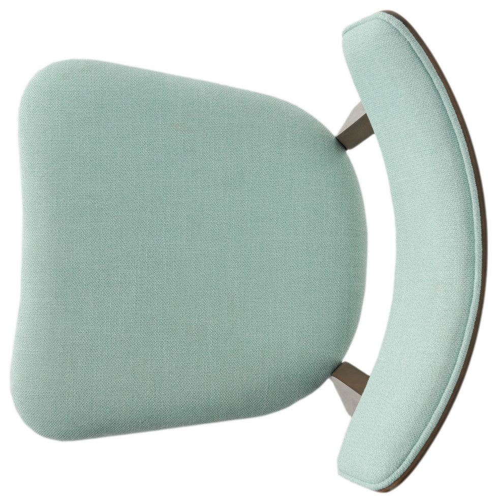 Crystal Mid-Century Modern Fabric Upholstered Dining Chairs, Set of 2, Mint/Natural Walnut