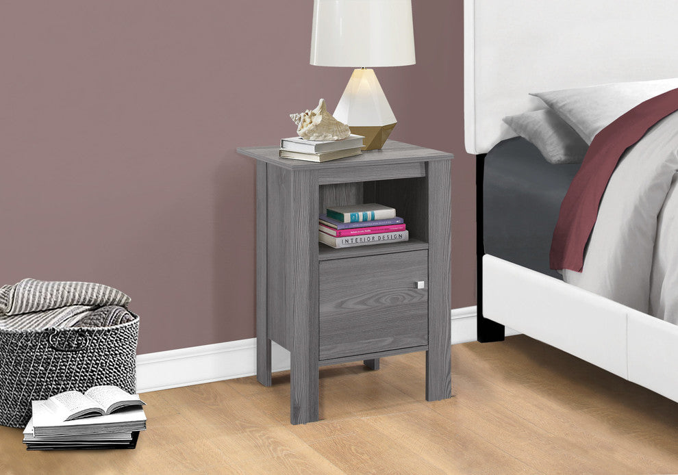 Accent Table, Gray Night Stand With Storage