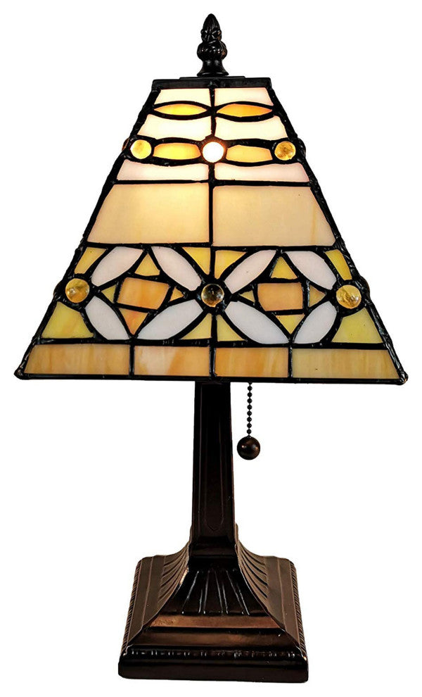 Amora Lighting Tiffany Style AM207TL08B Mission Jeweled Table Lamp 8 Inches Wide