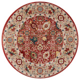 Lenox LE-04 Machine Made Red Area Rug 5'x5' Round