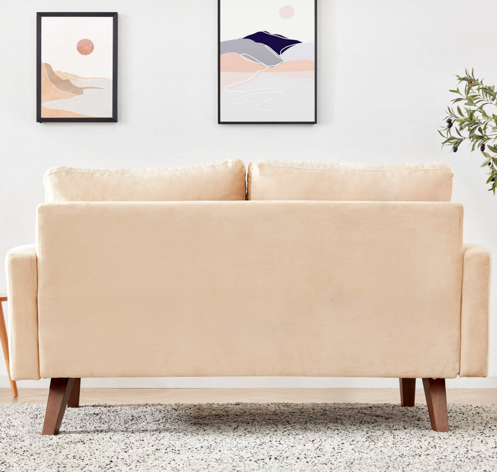 Beige Velvet Modern Tufted Modular Sofa