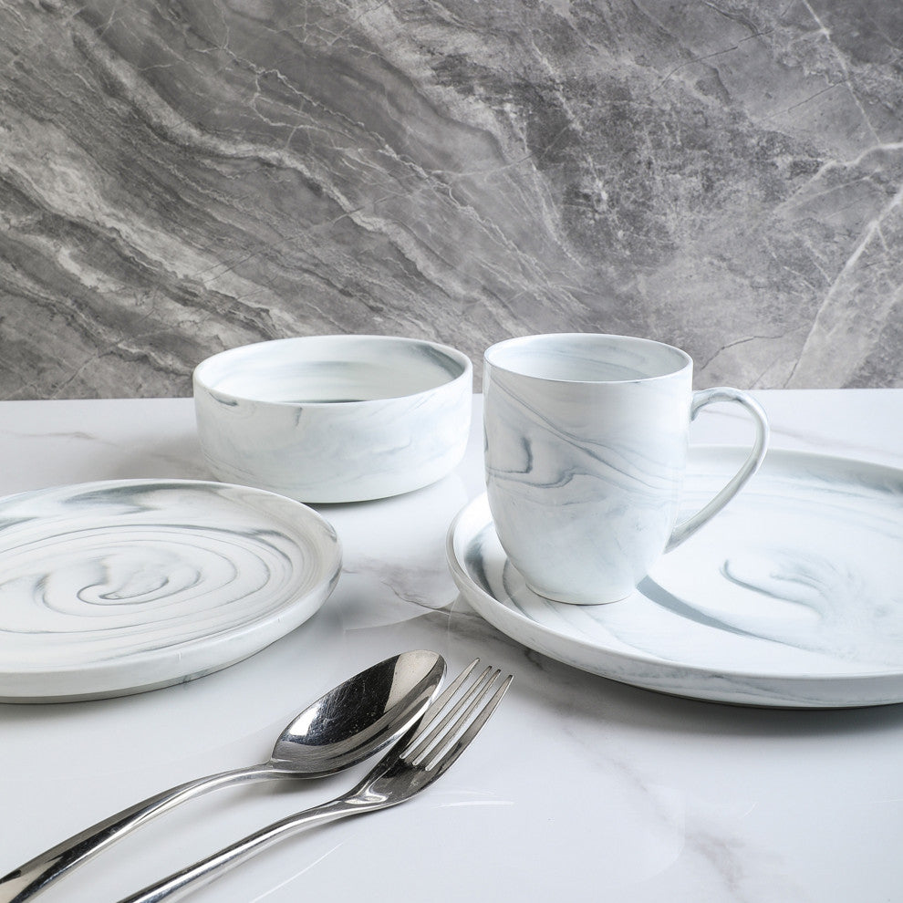 Stone Lain Brighton Porcelain 32 Piece Dinnerware Set, Gray