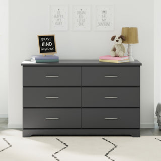 Storkcraft Brookside 6 Drawer Dresser, White, Gray