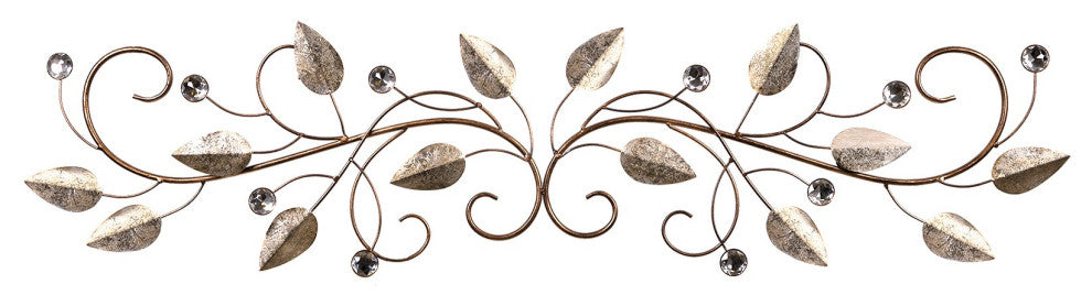 Sparkle Gold Metal Leaves and Bling Over the Door D"cor