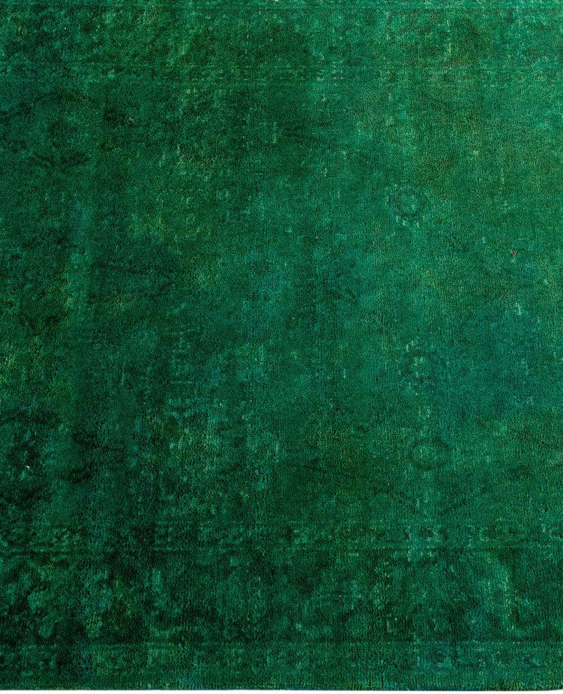 Overdyed One-of-a-Kind Hand-Knotted Area Rug Green, 3' 1" x 5' 3"