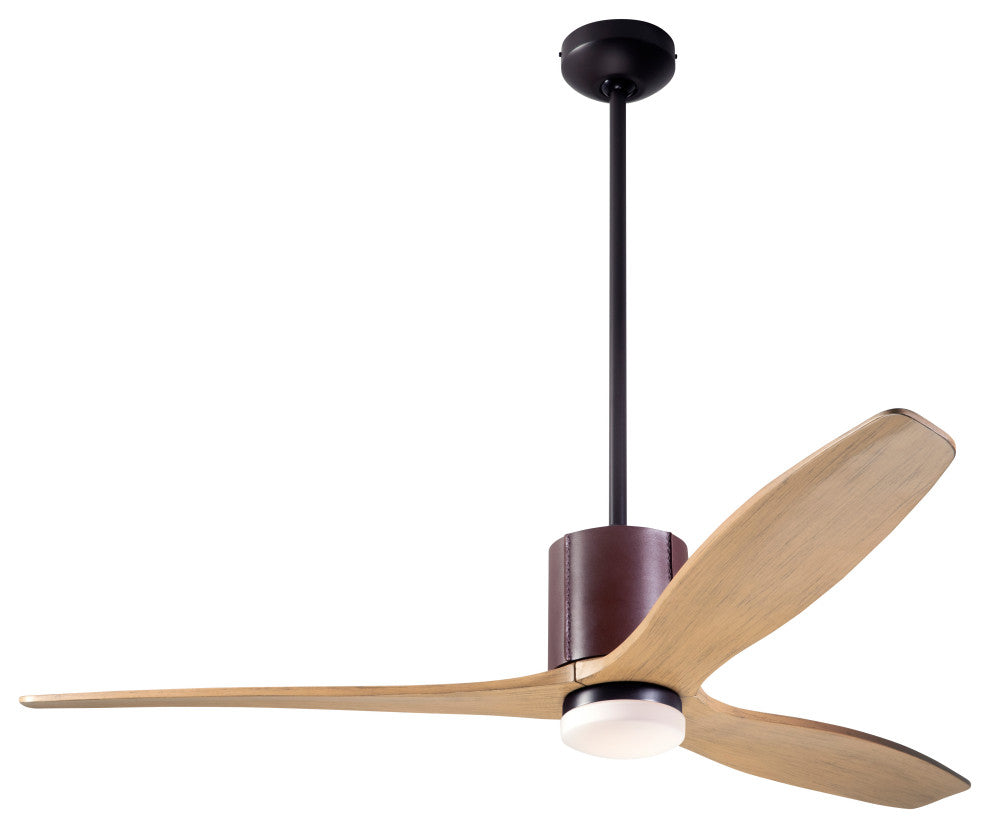 LeatherLuxe Fan, Bronze/Chocolate, 54" Maple Blades With LED, Wall Control