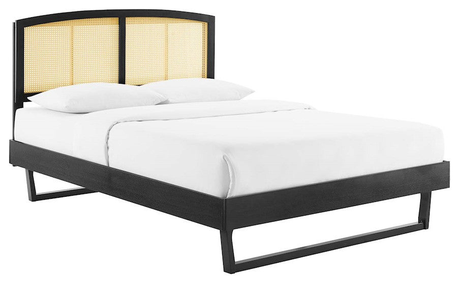 Sierra Cane and Wood King Platform Bed With Angular Legs Black
