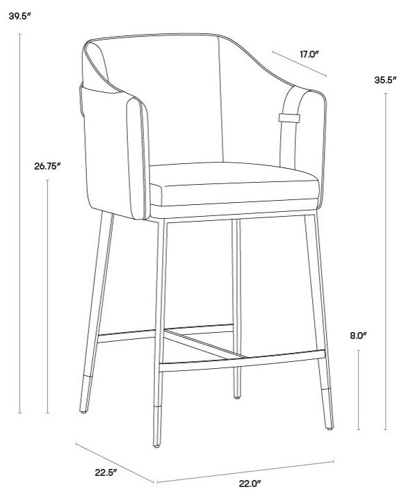 Carter Counter Stool, Napa Black/Napa Cognac