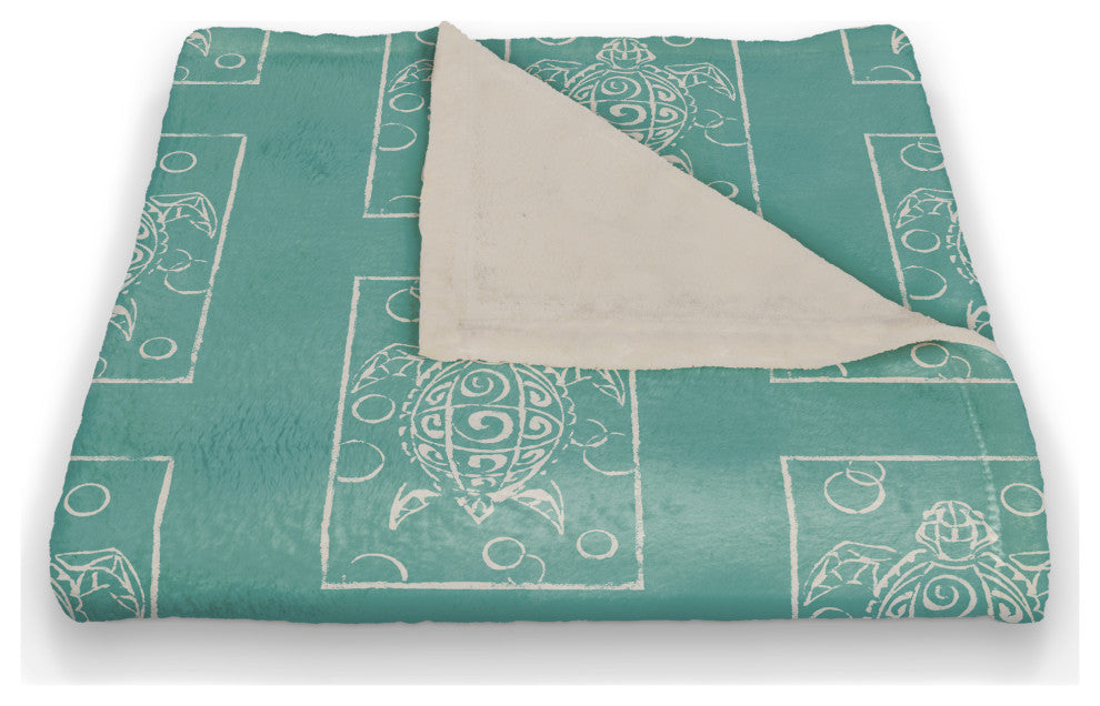 Sea Turtle Stamp Teal 50x60 Throw Blanket