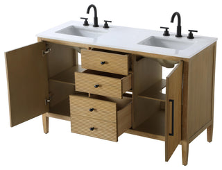 Home Living 54" Double Bathroom Vanity, Linen Oak