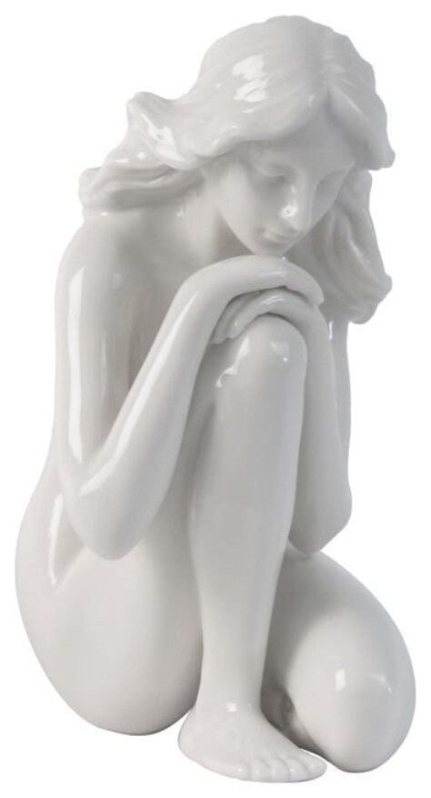 Mariella- Artistic Nude Female Porcelain Statue, Glazed Finish