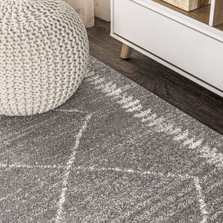 Zaina Moroccan Beni Souk Area Rug, Gray/Cream, 8 X 10