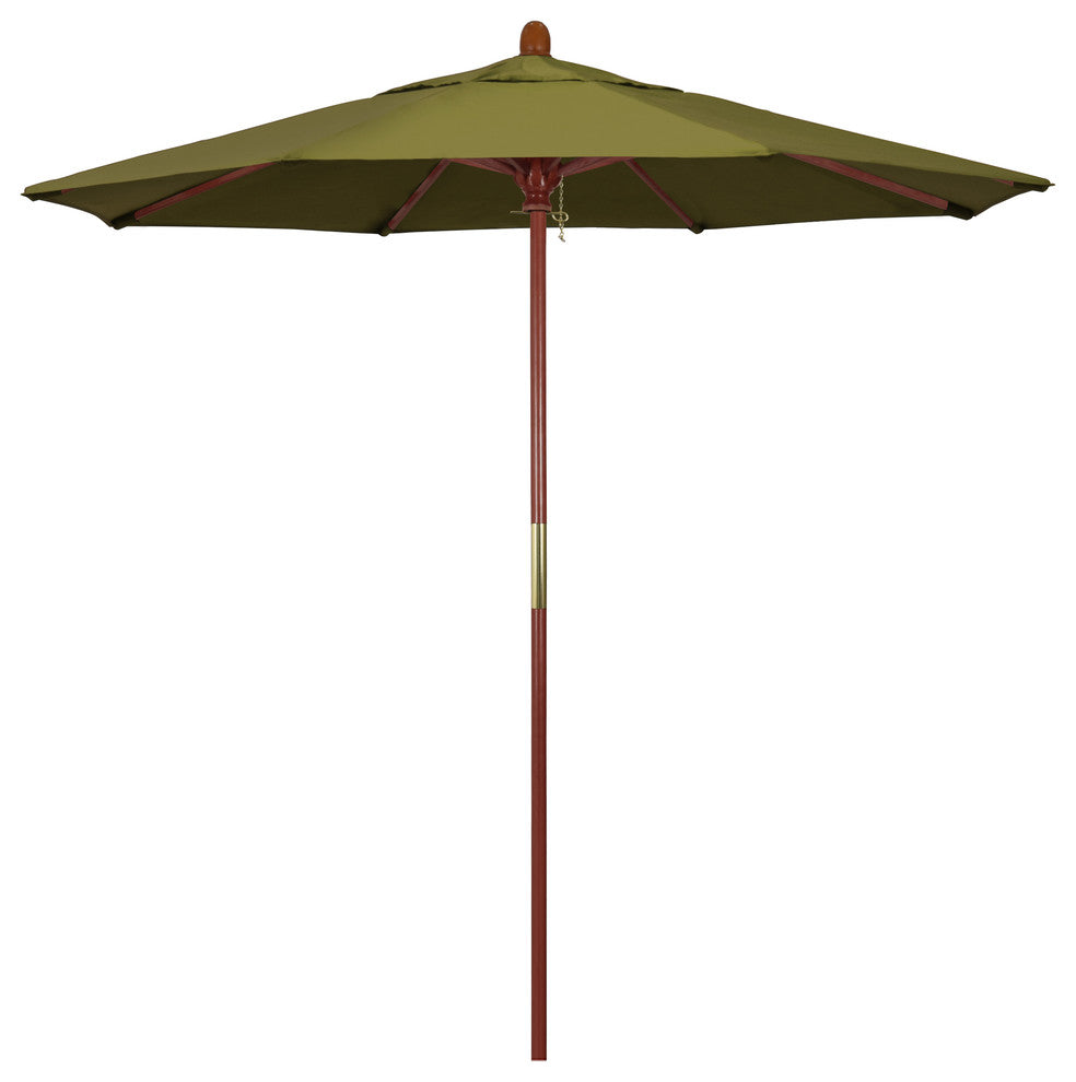 7.5' Square Push Lift Wood Umbrella, Palm Pacifica