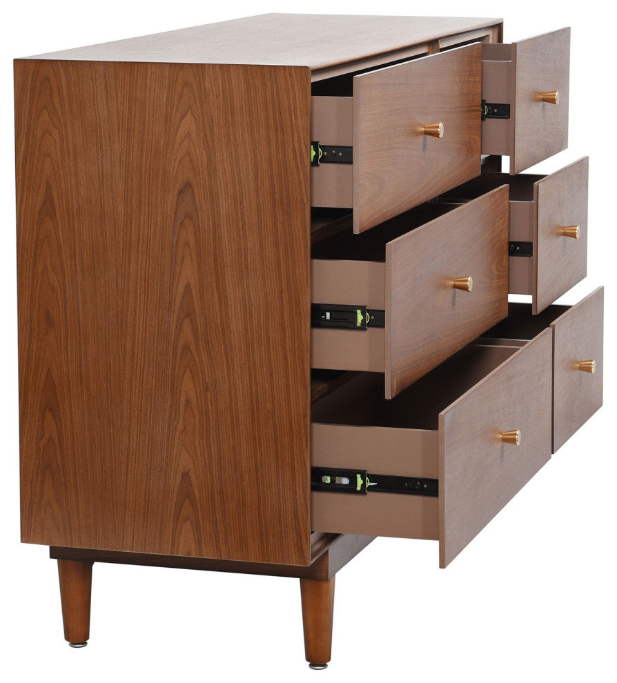 Dann Foley Six Drawer Dresser Walnut Wood Veneer