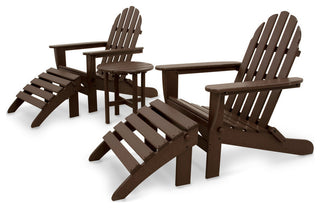 Ivy Terrace Classics 5-Piece Folding Adirondack and Ottoman Set, Mahogany